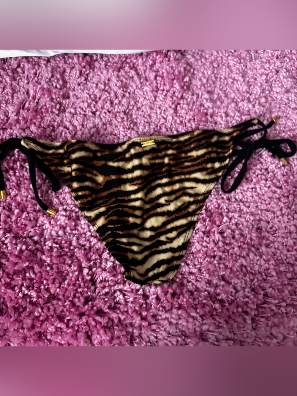 RAMPAGE Animal Print Tie-Side Bikini Bottoms in Brown